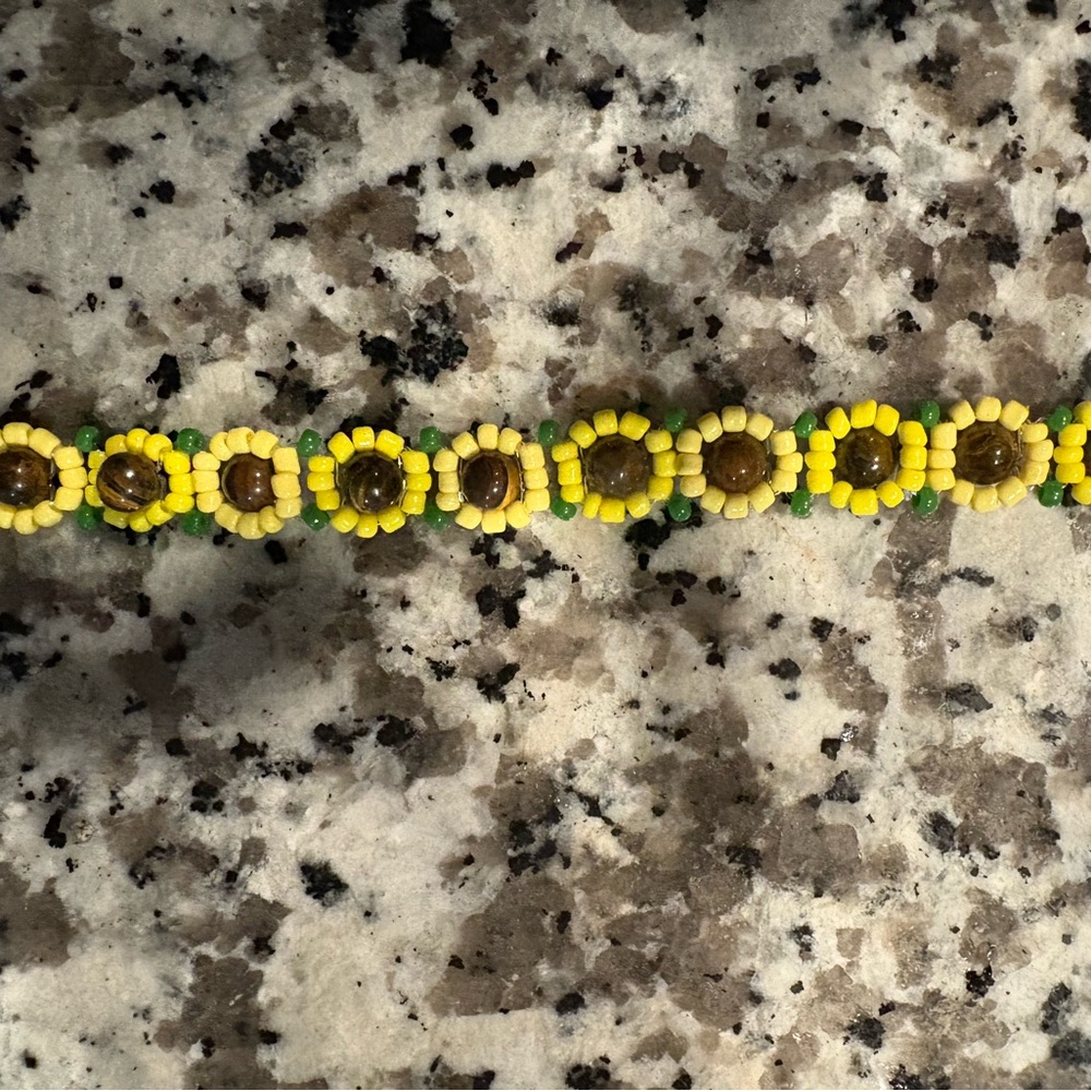 Yellow and Brown Beaded Bracelet